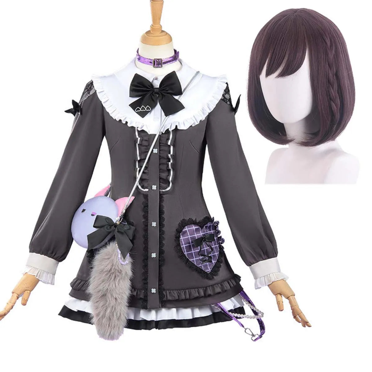Game PJSK 25 Shinonome Ena Cosplay  Gray Lolita Dress Costume or Wig GAHC-015