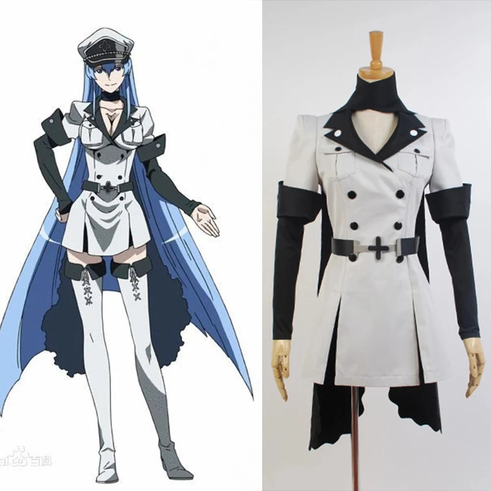Cosplay Akame Ga KILL Esdeath Empire General Apparel Full Set Uniform Outfit Cosplay Party Costume Halloween Costume