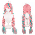 Wholesale Genshin Impact Cosplay 100cm Long Pink Blue Mixed Varesa Wig Synthetic Anime Hair Wig With Two Braids for Party