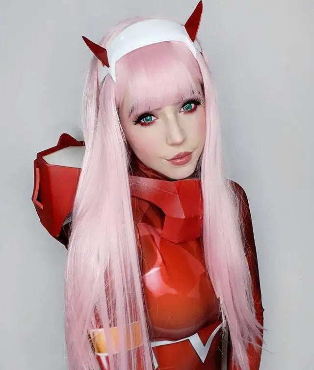 Ainizi Wholesale Long pink Synthetic Wig for Cosplay Japanese Cartoon DARLING in the FRANXX Role of Zero Two for Girls