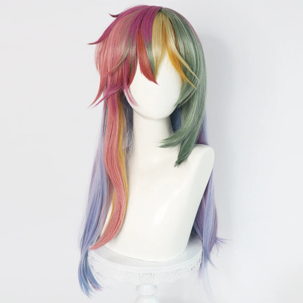 Wholesale Dash Cosplay Wigs Long Straight Color Mixed Synthetic Anime Halloween Party Vocaloid Cosplay Anime Ponytails Wigs
