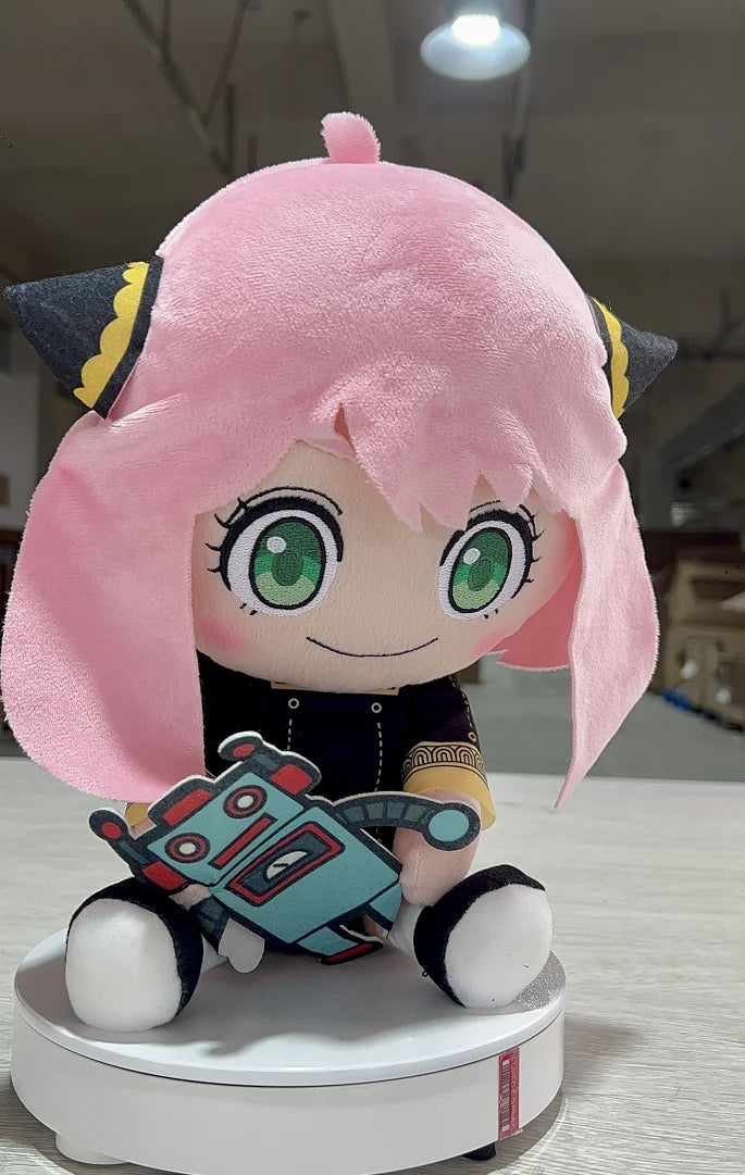 Wholesale Official Anya Forger With Robot Toy Sitting Plush Doll Soft PP Cotton Stuffed Toy for Spy Family Anime Fans Gifts