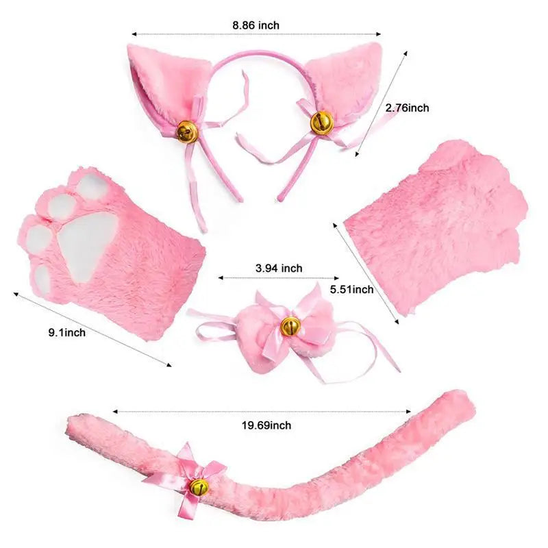 Kids Adult Halloween Cosplay Cute Cat Role Play Costume Kitten Tail Ear Collar Claw Glove Anime Gothic Suit