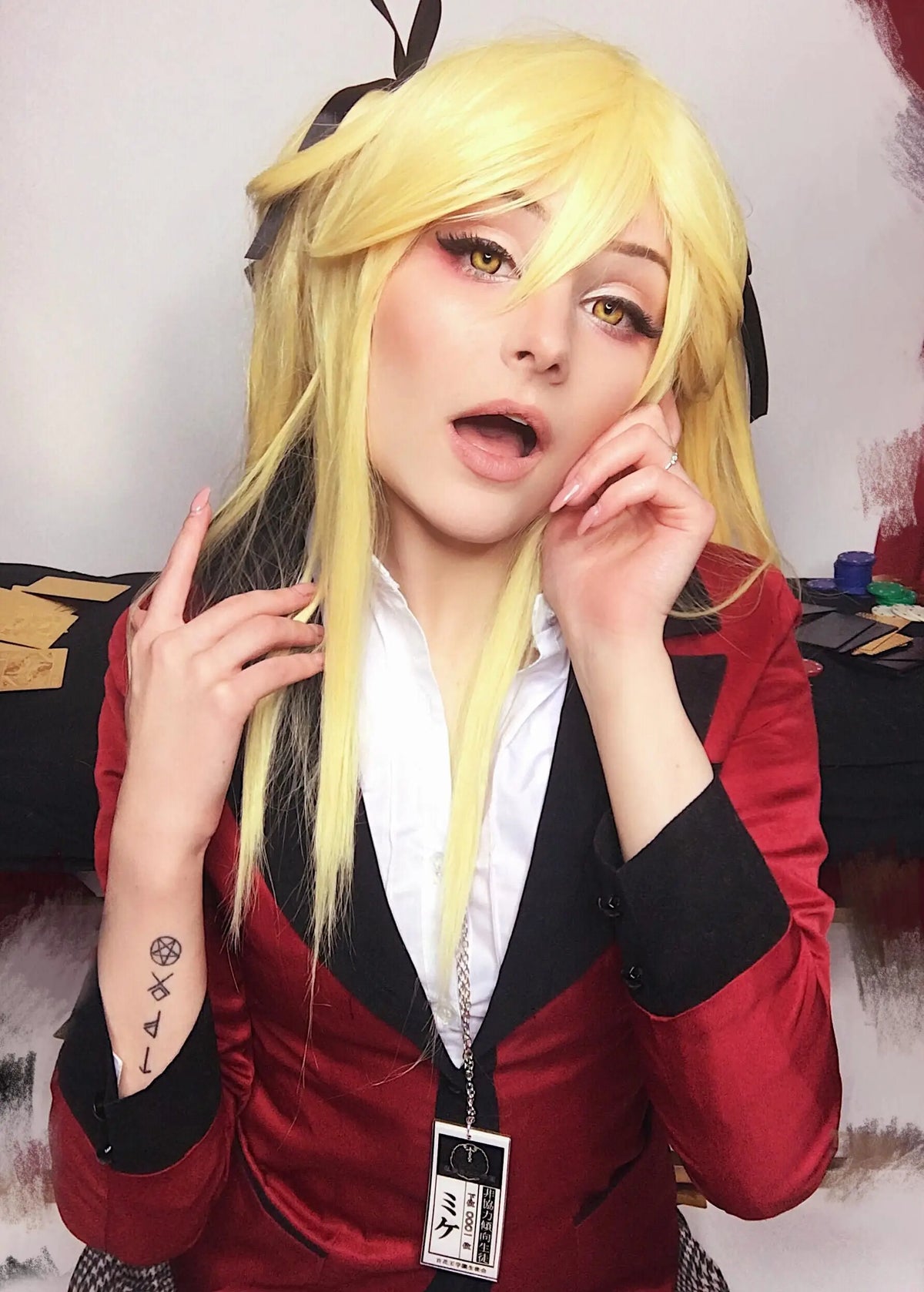 Ainizi Synthetic Braided Shape Japanese Cartoon Kakegurui Series Character of Mary Saotome Cosplay Wig for Girls
