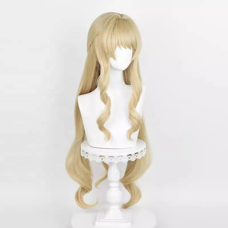 Wholesale Genshin Impact Navia Wig 95cm Long Curly Light Golden Fontaine Anime Synthetic Heat Resistant Hair  Cosplay Wig