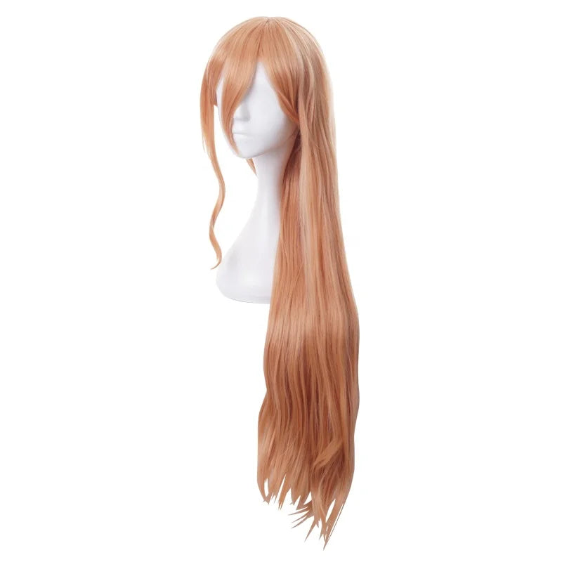 Wholesale Chainsaw Man Anime Wig 90cm Long Dark Orange Power Wig Cosplay Synthetic Heat Resistant Hair Peluca