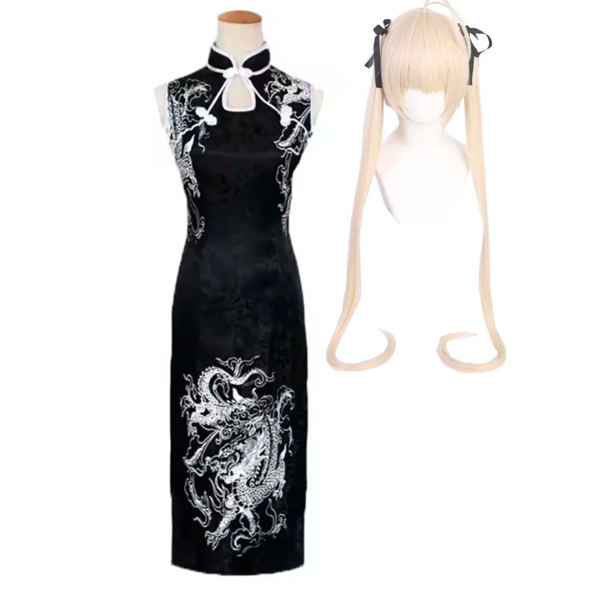 Women's Anime Sora Kasugano Cosplay Vintage Cheongsam Dress Costume Outfit or Wig GAHC-088