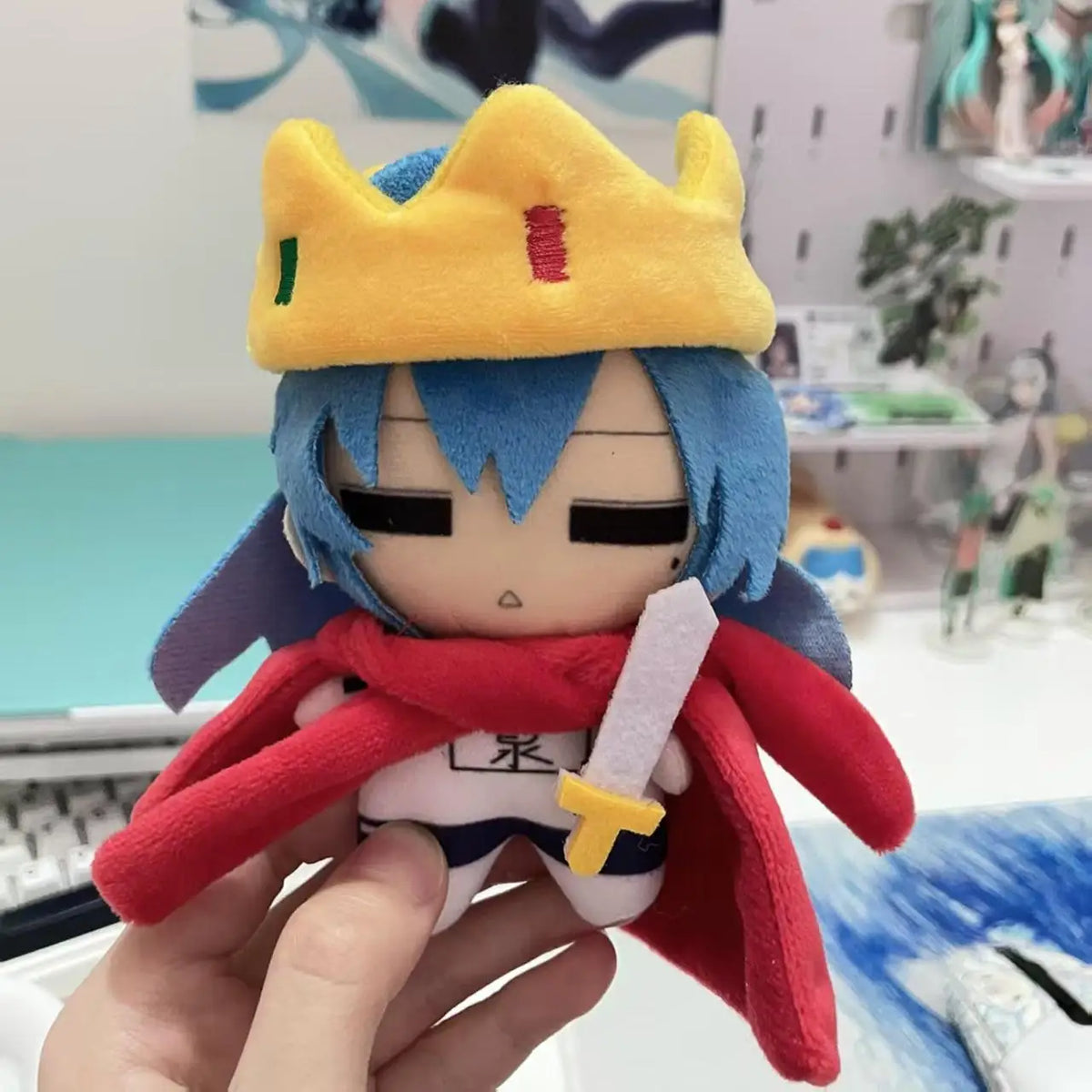 Wholesale Custom 10cm Nunu Plush Doll, Cute Blue Hair Anime Cotton Doll Keychain Backpack Pendant Gift for Fans