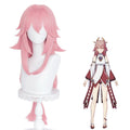 Wholesale 85cm Long Modern Curly Pink Genshin Impact Anime Yaemiko Wig Cosplay Synthetic Halloween Party Heat Resistant Hair Wig
