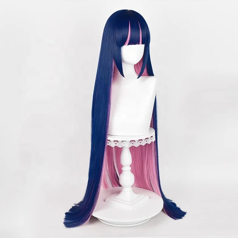 Wholesale Stocking Anime Wig Cosplay 120cm Long Straight Blue Pink Mixed Synthetic Stocking Anarchy Cosplay Wig for Party