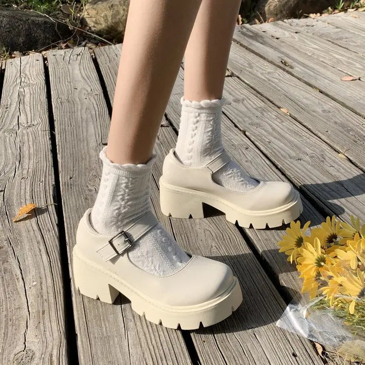 Shoes Women Mary Jane Shoes Women Vintage Girls Students Uniform High Heel Platform Shoes