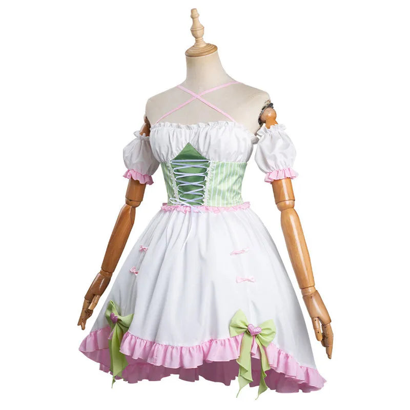 Wholesale Kanroji Mitsuri Costume Demon Slayer Anime Cosplay Costume One Piece Lolita Dress Including Socks