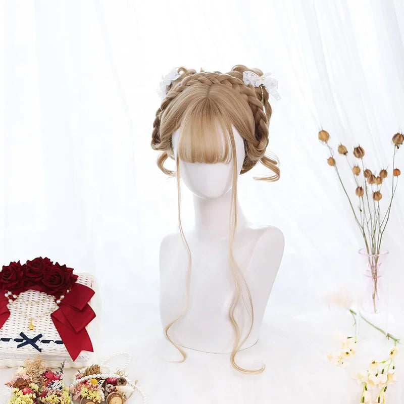 Wholesale Heat Resistant Wig Cosplay 65cm Long Wave Dark Blonde Anime Peluca Synthetic Halloween Princess Lolita Wig