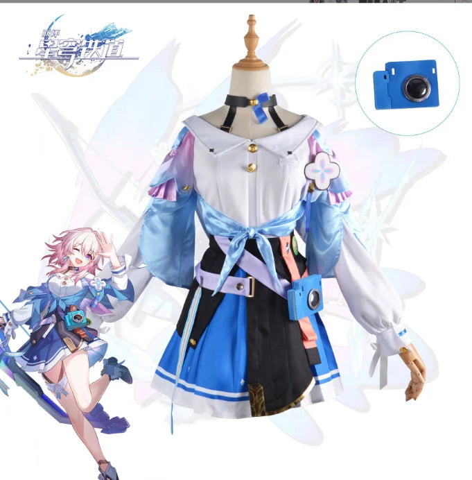 March 7th Cosplay Costume Big Size March 7th Dress Wig Role Play Lolita Outfits for Comic Con