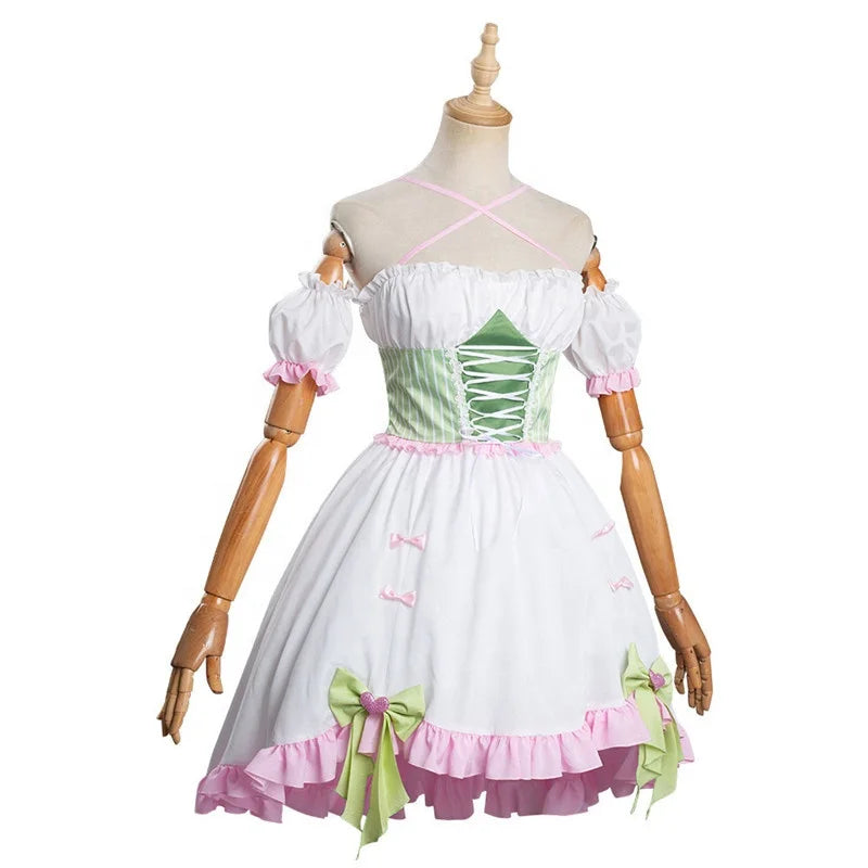 Wholesale Kanroji Mitsuri Costume Demon Slayer Anime Cosplay Costume One Piece Lolita Dress Including Socks