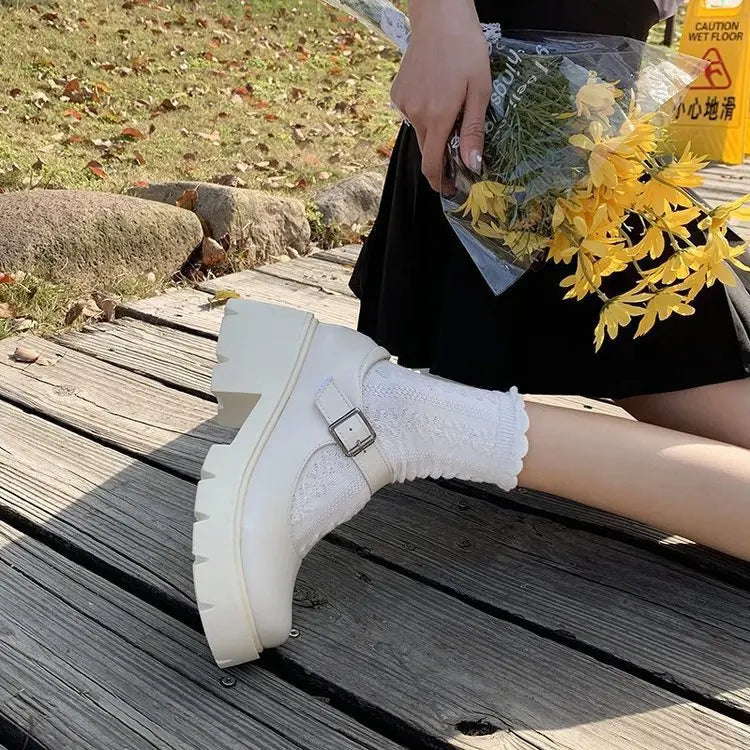 Shoes Women Mary Jane Shoes Women Vintage Girls Students Uniform High Heel Platform Shoes