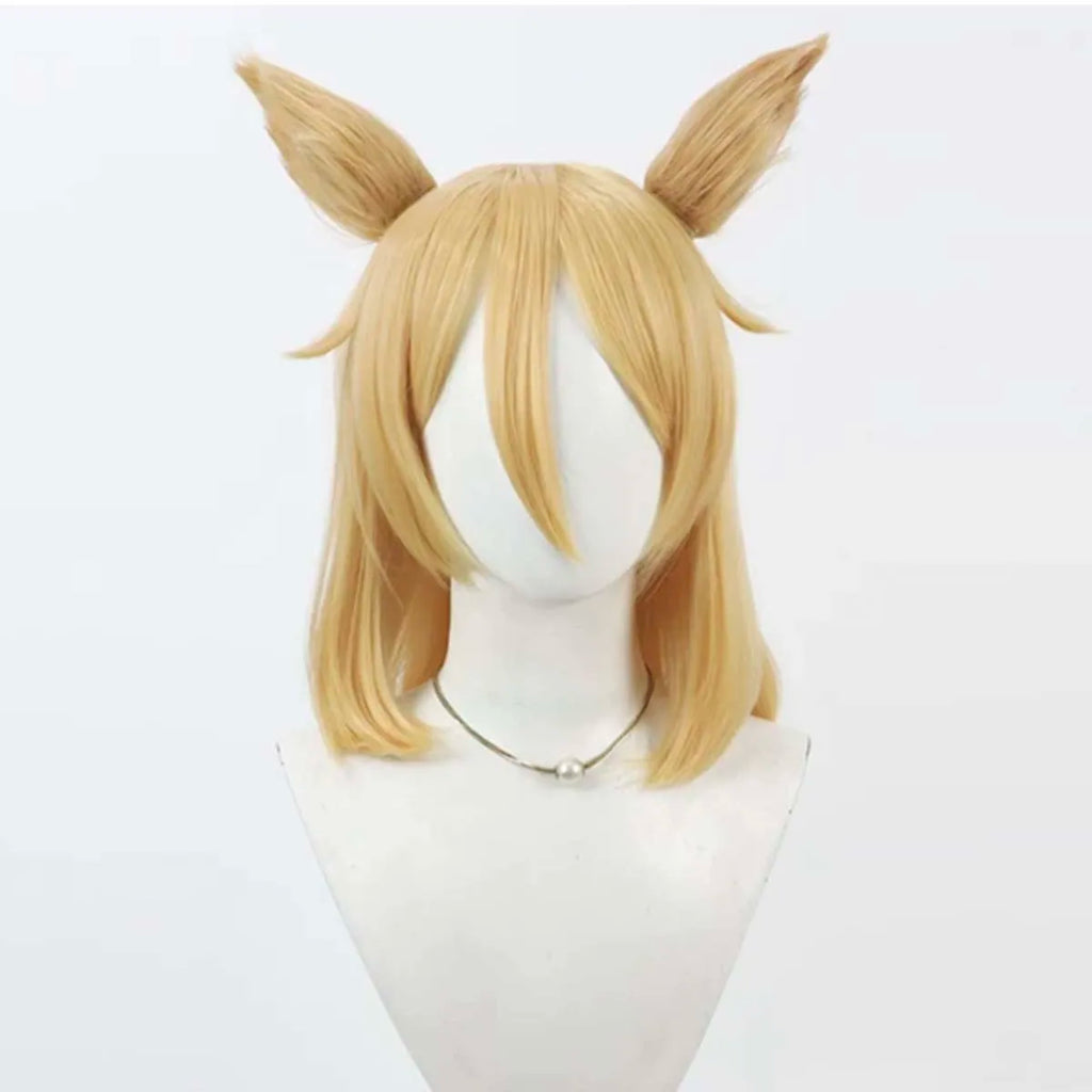 Women Game Touhou Project Cosplay Kudamaki Tsukasa Blonde Heat Resistant Hair Wig With Ear GAHC-070