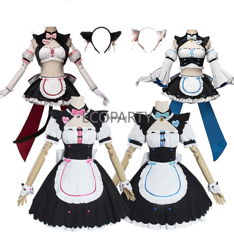 Anime Cafe NEKOPARA Chocolate Vanilla Lolita Dress Maid Costume Cosplay Costume Ecoparty