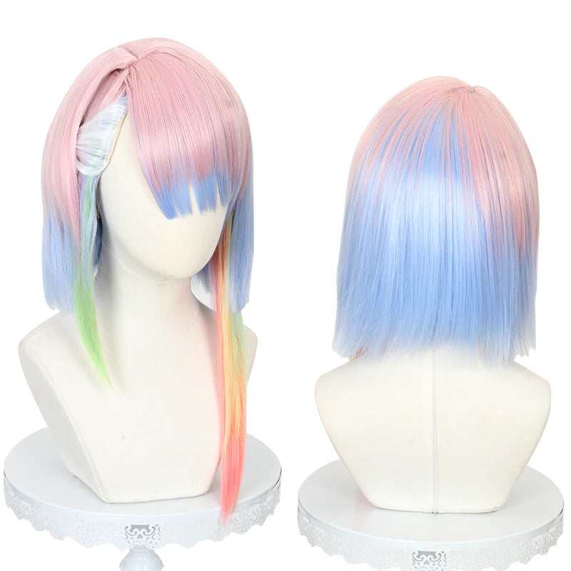 Wholesale New 45cm Long Color Mixed Edgerunners Anime Lucy Cosplay Wig Synthetic Heat Resistant Lolita Hair Wig