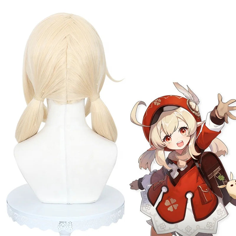 Wholesale Genshin Impact Klee Wig Cosplay 45cm Medium Long Beige Mixed Synthetic Anime Heat Resistant Hair Wigs