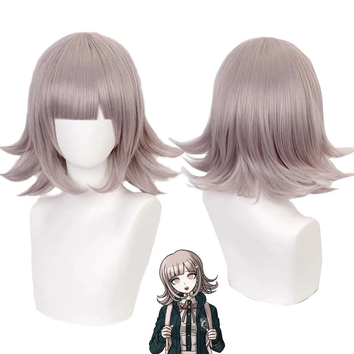 Anime Super Dangan Ronpa Cosplay Nanami ChiaK Short Layered Brown Hair Wig GAHC-011