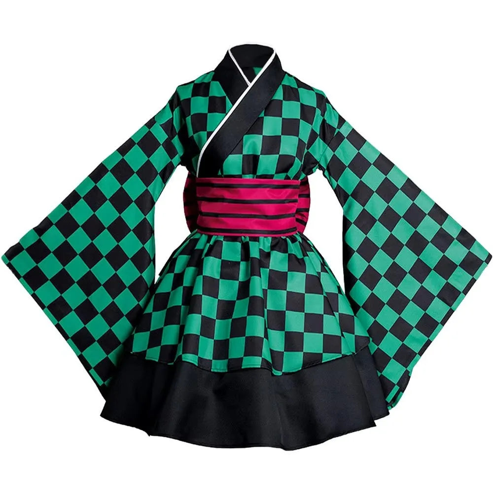 Anime Cosplay Costume Japanese Kimono Yukata Dress for Adult Women Polyester Outfit with Obi Belt ODM Design Service