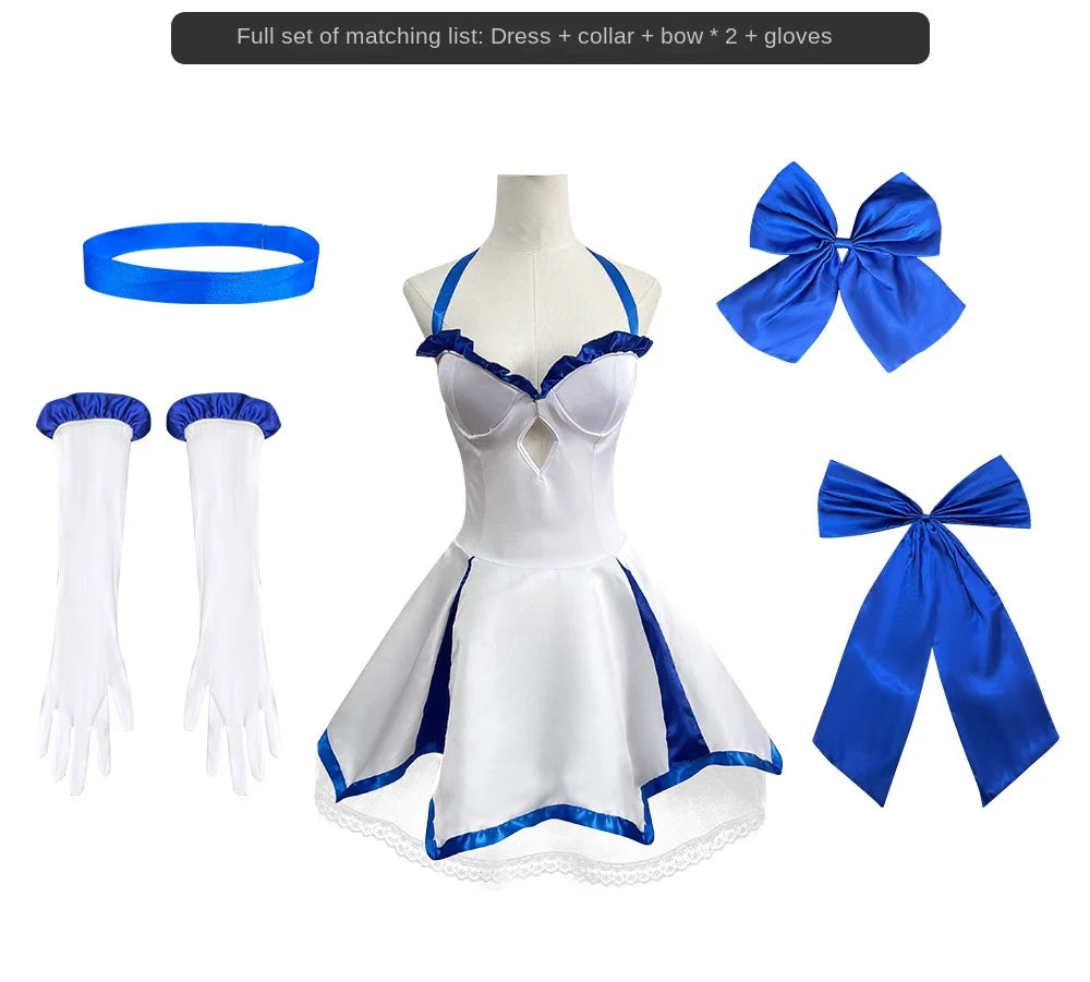 Sebaliri Women Cosplay Costume Dress Polyester Character Outfit Blue White Uniform Style for Anime Event Performance