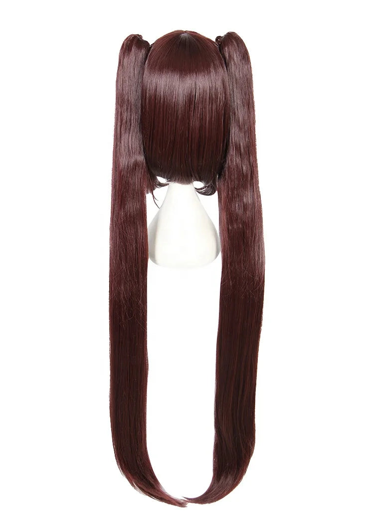 Wholesale 100cm Long Curly Reddish Brown Nekopara Chocolate Wig Synthetic Anime Cosplay Wigs With 2Ponytails CS-453A