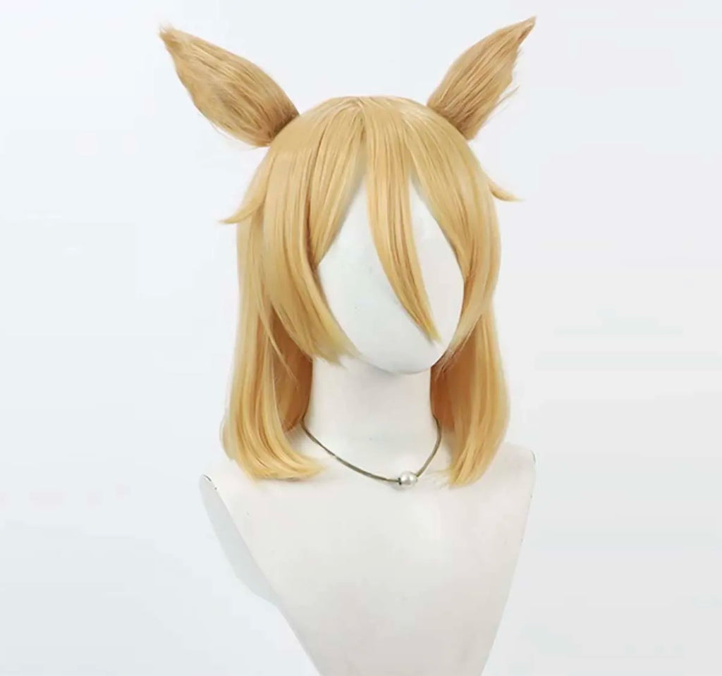 Women Game Touhou Project Cosplay Kudamaki Tsukasa Blonde Heat Resistant Hair Wig With Ear GAHC-070