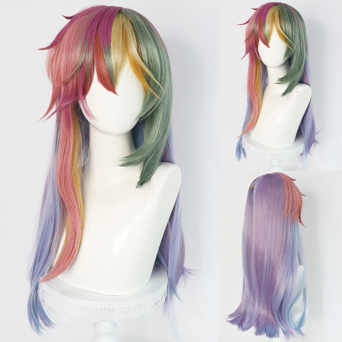 Wholesale Dash Cosplay Wigs Long Straight Color Mixed Synthetic Anime Halloween Party Vocaloid Cosplay Anime Ponytails Wigs