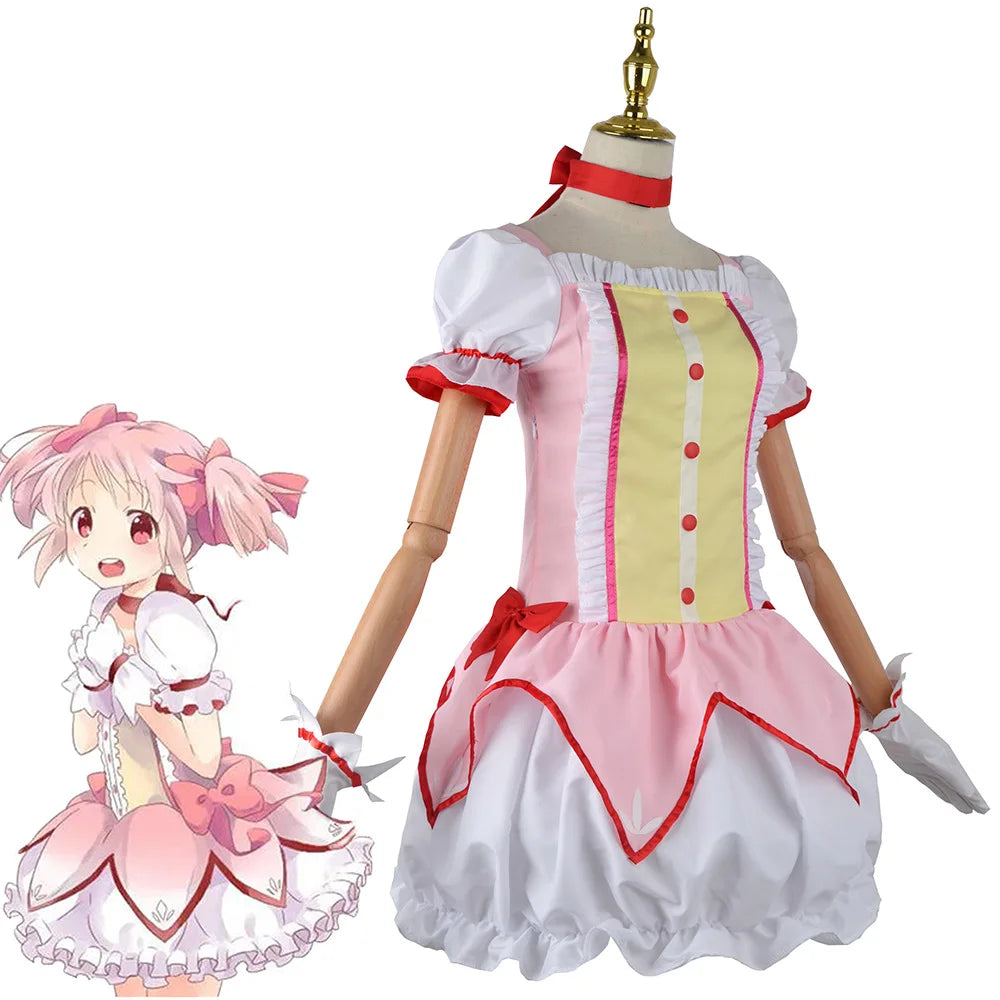 Anime Magical Girl Puella Magi Madoka Magica Cosplay Costume Set Akemi Homura Kaname Madoka Wig Battle Suit Dress Skirt