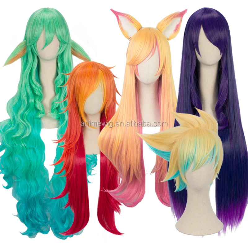 Wholesale LOL Star Guardian Wig Cosplay League of Leagends Anime Miss Fortune Soraka Syndra Synthetic Heat Resistant Hair Wig
