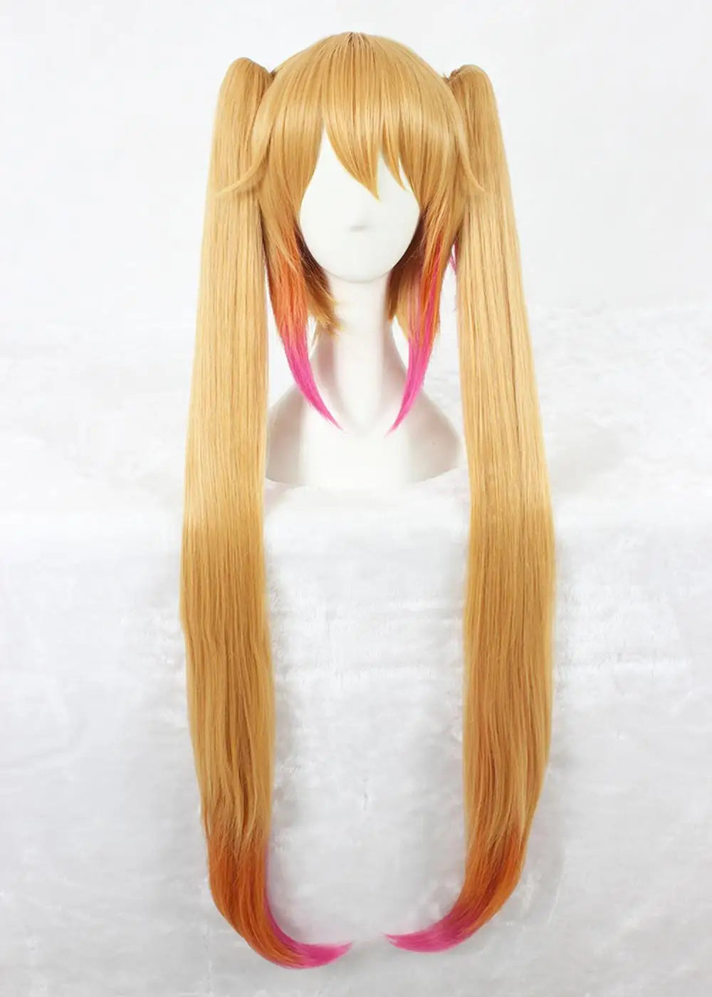 Kobayashi Maid Dragon Tohru Cosplay Wig 100cm Long Straight Blonde Mixed Synthetic Anime Hair Wig With Two Ponytails