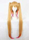 Kobayashi Maid Dragon Tohru Cosplay Wig 100cm Long Straight Blonde Mixed Synthetic Anime Hair Wig With Two Ponytails