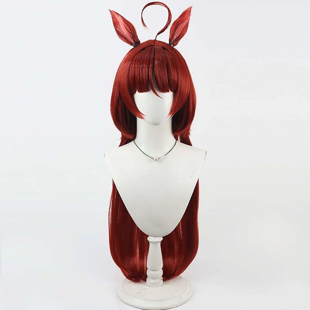 Women Game Pretty Derby Red Desire Cosplay Heat Resistant Fiber Wig With Ears GAHC-017