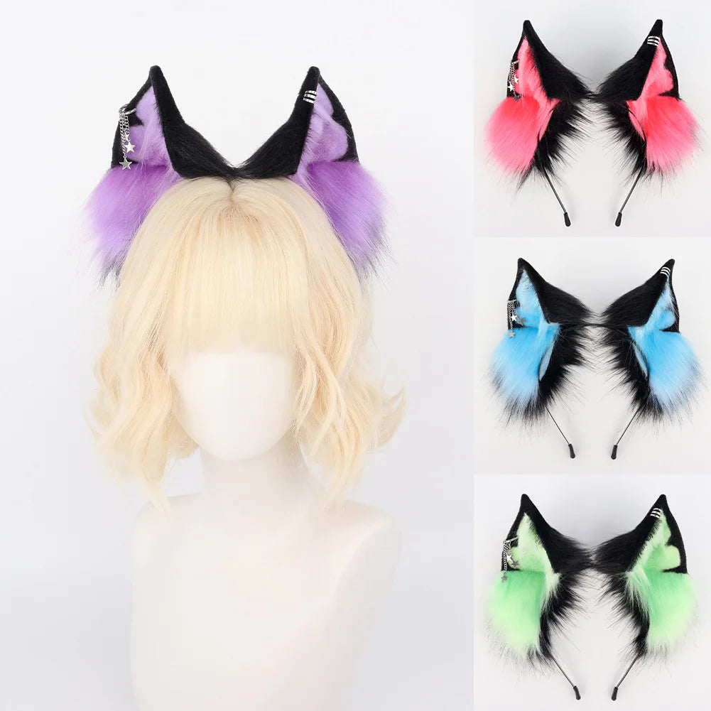 Handmade Plush Fox Ear Headband Realistic Animal Ear Hair Accessory for Comic Con & Other Festival Gifts