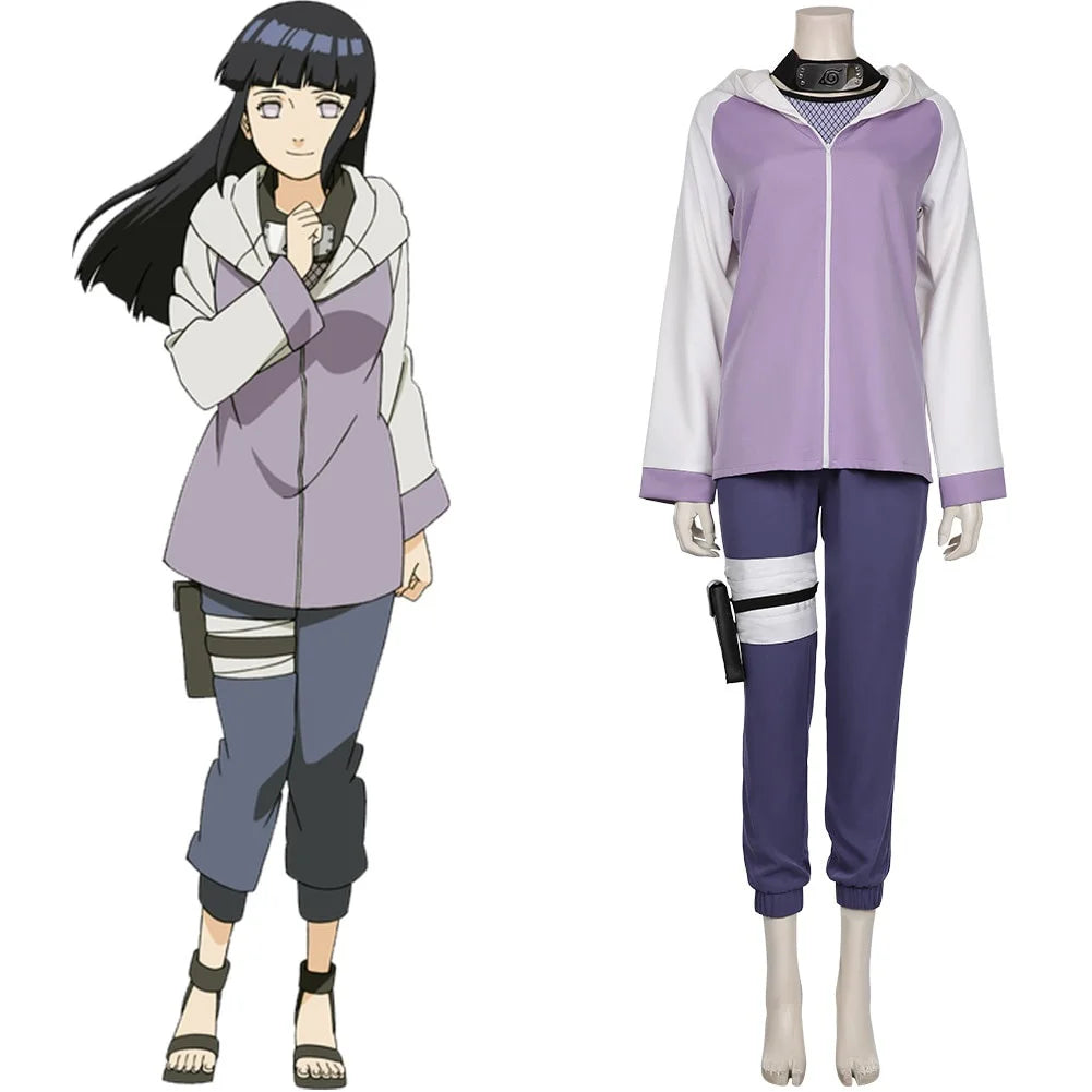 Hyuga Hinata Full Set Anime Costume for Girls Halloween Carnival Cosplay with Pants and Top