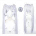 Wholesale Huayi 70cm Long Straight Silver White Frieren at the Funeral Anime Wig Synthetic Cosplay Two Ponytails Women Adults