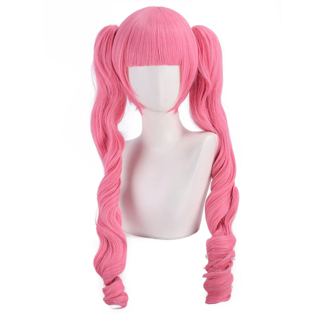 Lord Saint Cosplay One Piece Ghost Princess Perona Cos Wig Hitoun Pink Double-Roll Ponytail