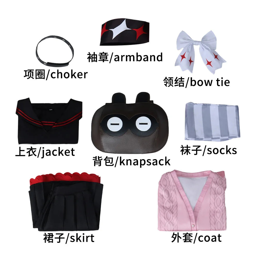 Women Halloween Party Clothing Game Zenless Zone Zero Ukinami Yuzuha Cosplay Costume or Red Wig GAHC-030