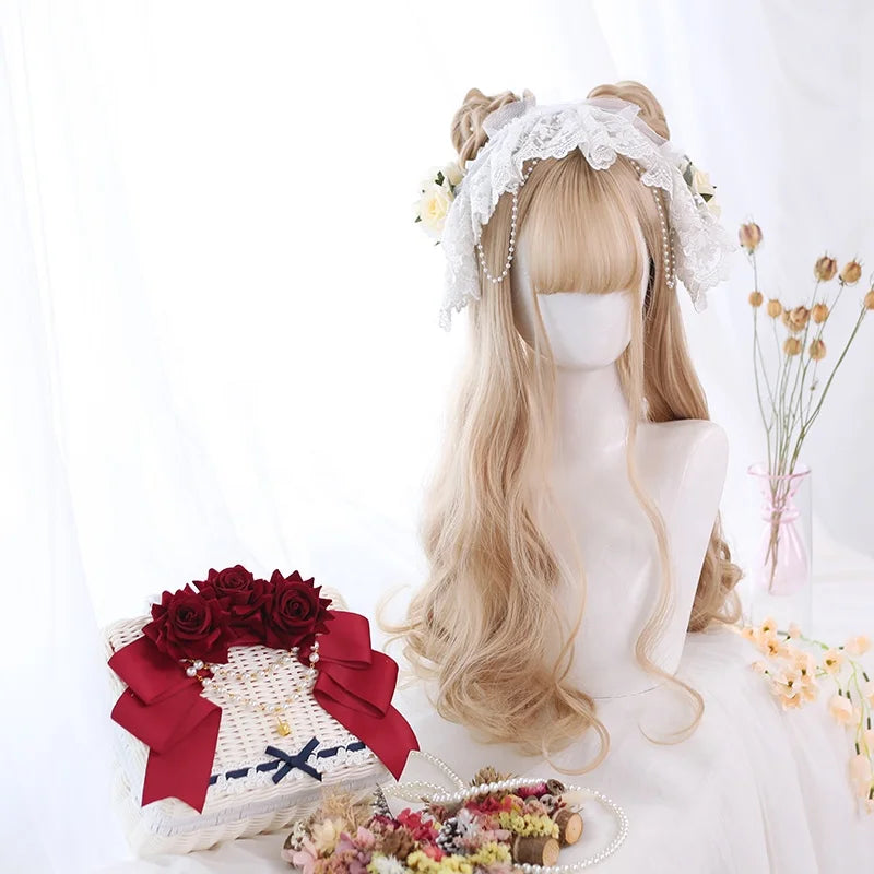 Wholesale Heat Resistant Wig Cosplay 65cm Long Wave Dark Blonde Anime Peluca Synthetic Halloween Princess Lolita Wig