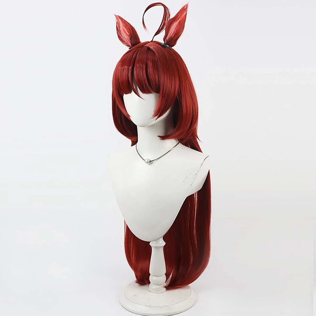 Women Game Pretty Derby Red Desire Cosplay Heat Resistant Fiber Wig With Ears GAHC-017