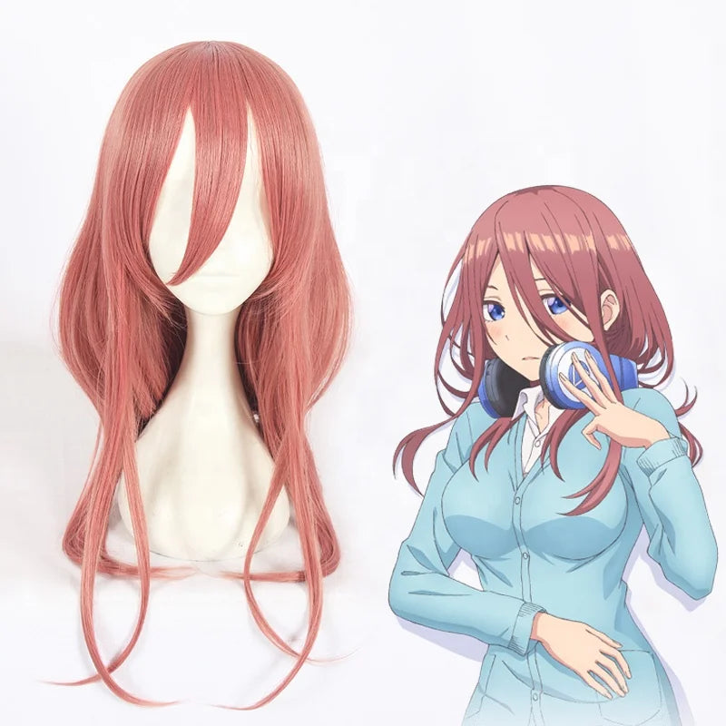 Wholesale the Quintessential Quintuplets Anime Wig 60cm Long Pink Nakano Miku Wig Cosplay Synthetic Heat Resistant Peluca