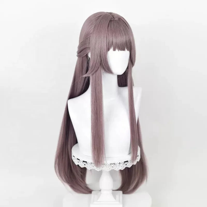 Wholesale 85cm Long Straight Taro Mixed Honkai Star Rail Game Herta Cosplay Wig Synthetic Anime Halloween Party Wig