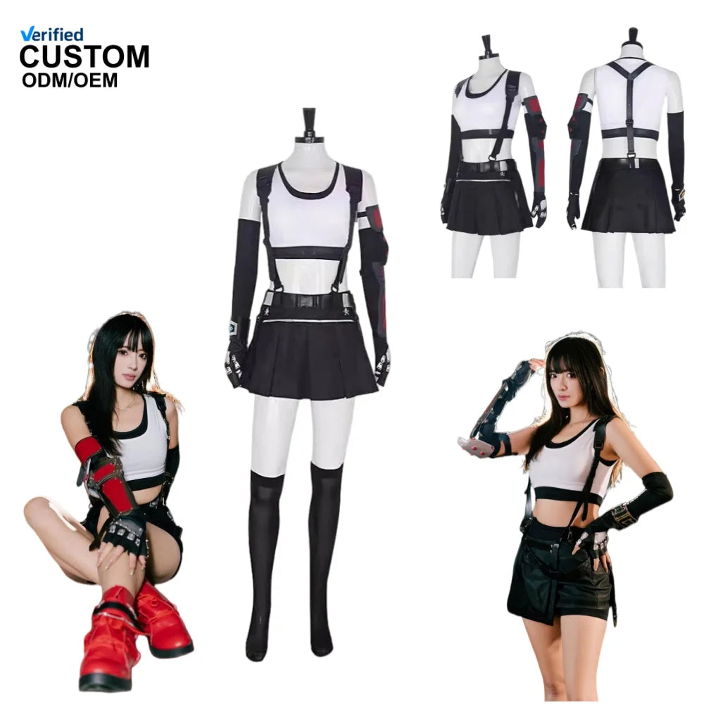 Women's Game Cosplay Costume, Final Fantasy VII Remake Full Set Outfit Sexy Dress for Halloween Carnival Party&Stag AL045-W