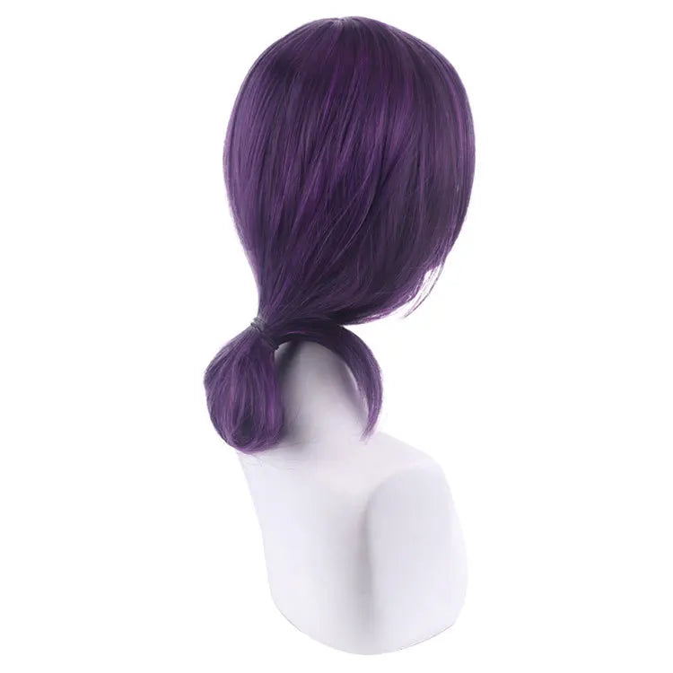 Ainizi 35cm Straight Synthetic Heat Resistant Brown Purple Character of Reze Cosplay Wigs From Chainsaw Man