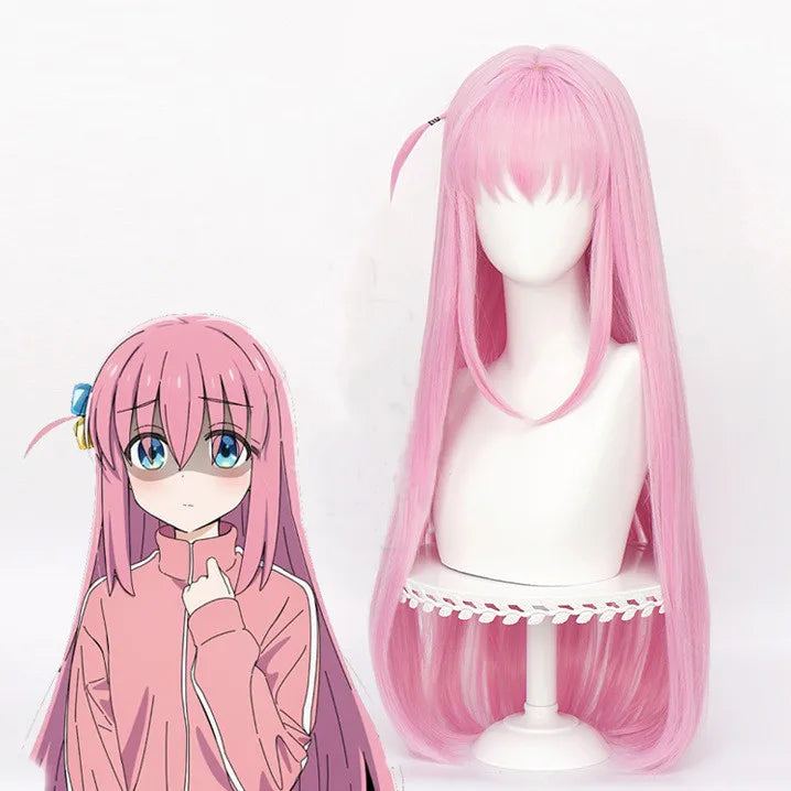 Wholesale 80cm Long Straight Light Pink Bocchi the Rock Anime Goto Hitori Wig Cosplay Synthetic Heat Resistant Hair Wig