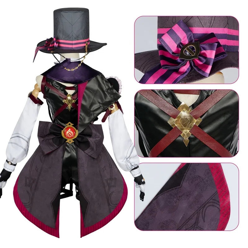 High Quality Wholesale Lyney Costume Uniform Cloth Halloween Party Genshin Impact Anime Cosplay Costume for Girls