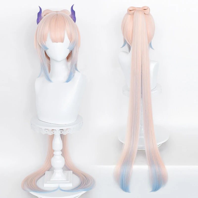 Wholesale Genshin Impact Wig Sangonomiya Kokomi Peluca Synthetoc Anime Cosplay Hair Wigs Mixed Long Straight 120cm Pink 1PC