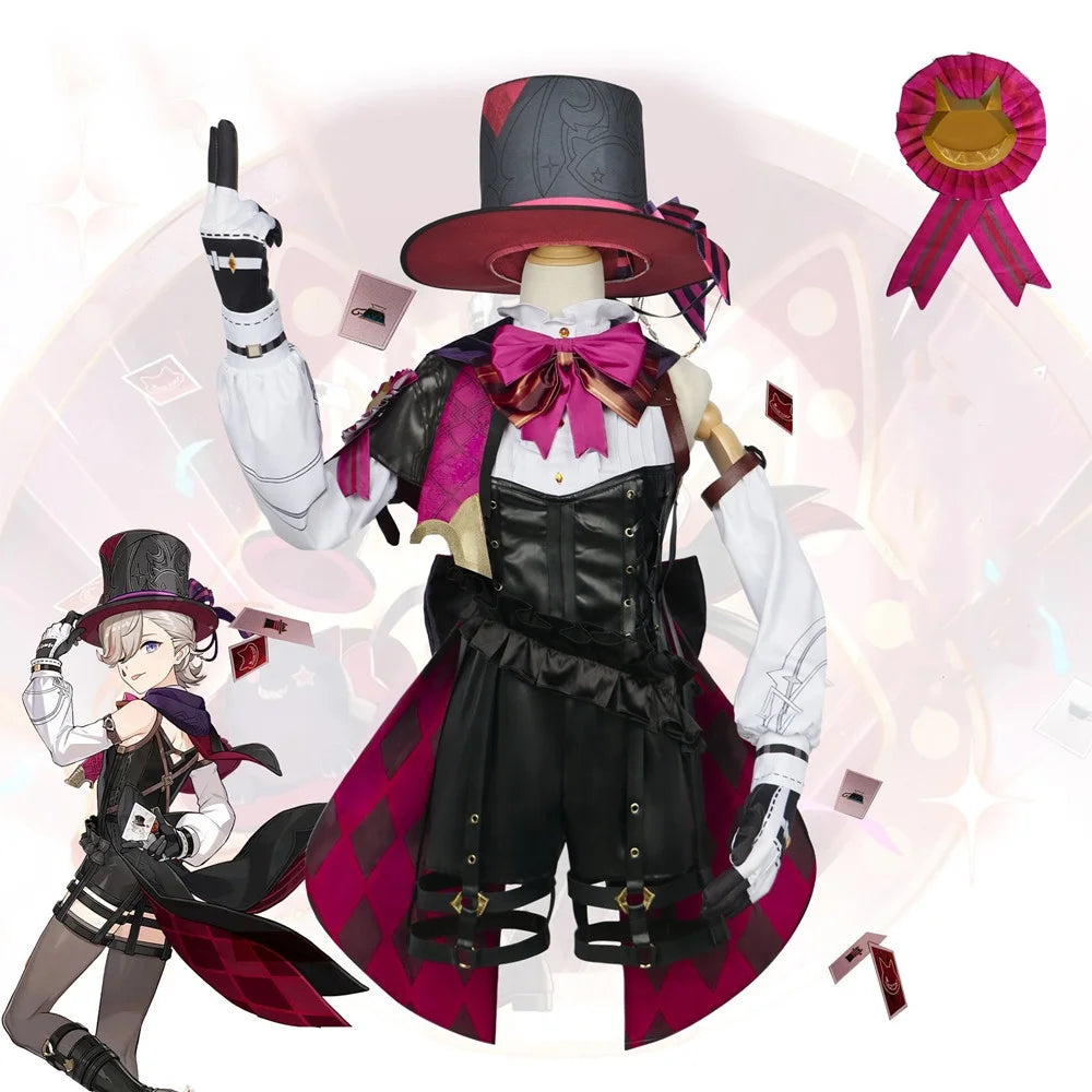 High Quality Wholesale Lyney Costume Uniform Cloth Halloween Party Genshin Impact Anime Cosplay Costume for Girls